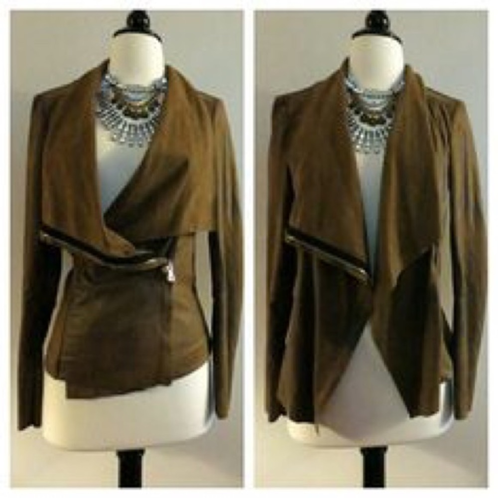 Zara Distressed Leather Suede Pants S Blazer XS